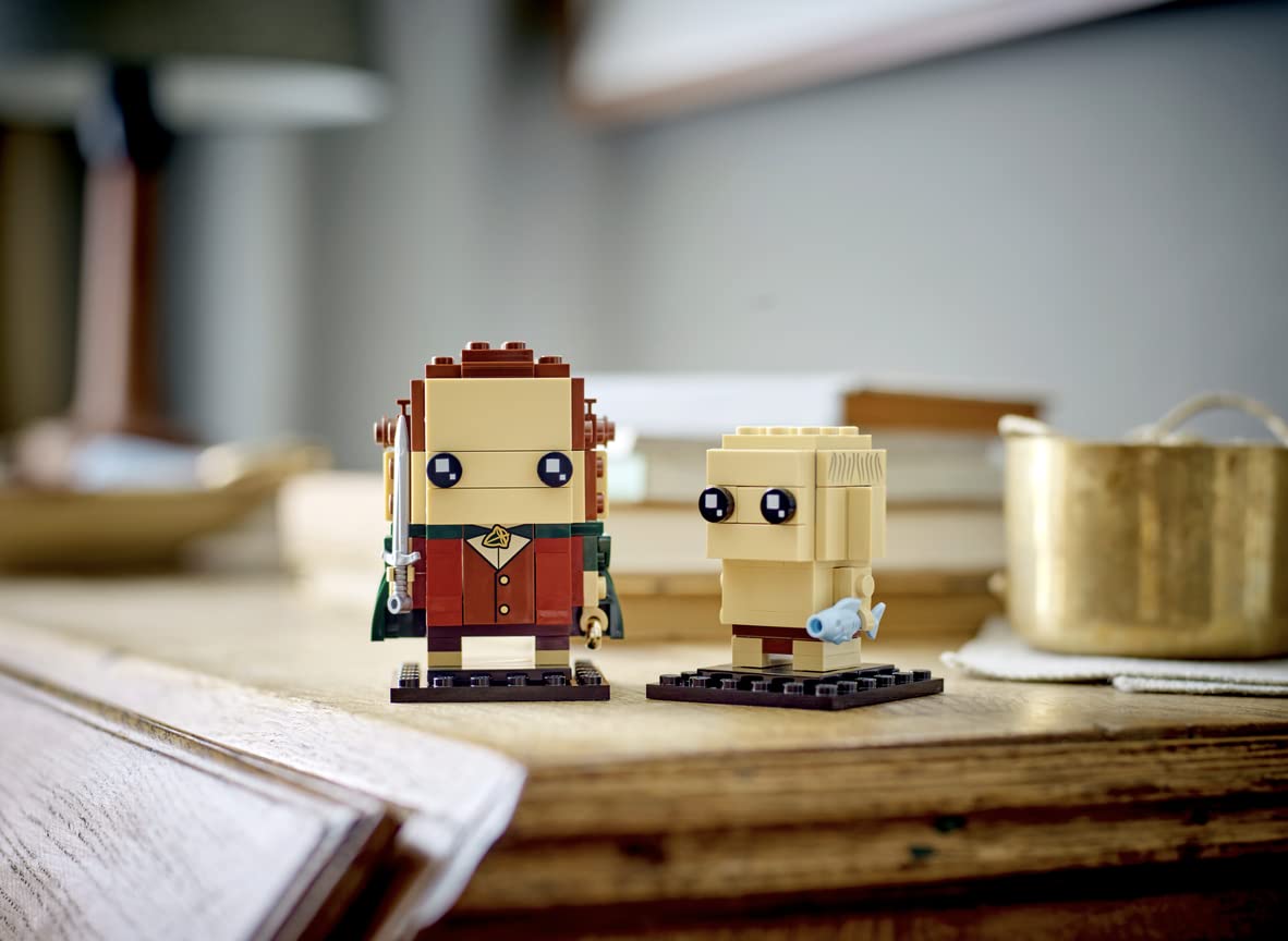 LEGO BrickHeadz Frodo & Gollum duo display inspires storytelling on a shelf.