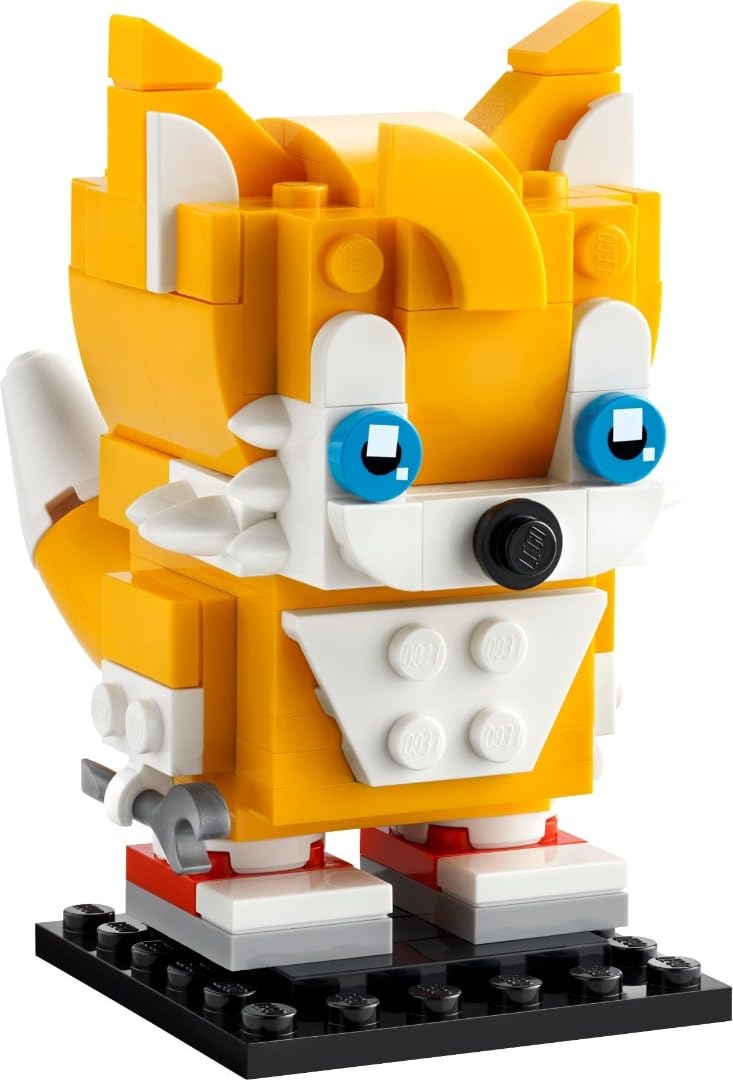 LEGO BrickHeadz Miles Tails Prower display piece beside gaming setup