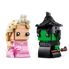 Two BrickHeadz Elfaba and Grinda on a shelf for themed storytelling