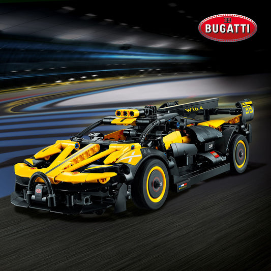 LEGO Bugatti Bolide engine detail shows moving pistons for realism