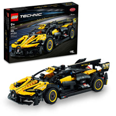 LEGO Bugatti Bolide model front view highlights sleek lines for display