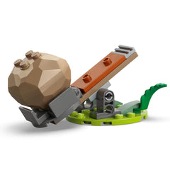 LEGO catapult with terrain for launching boulders and exploration.