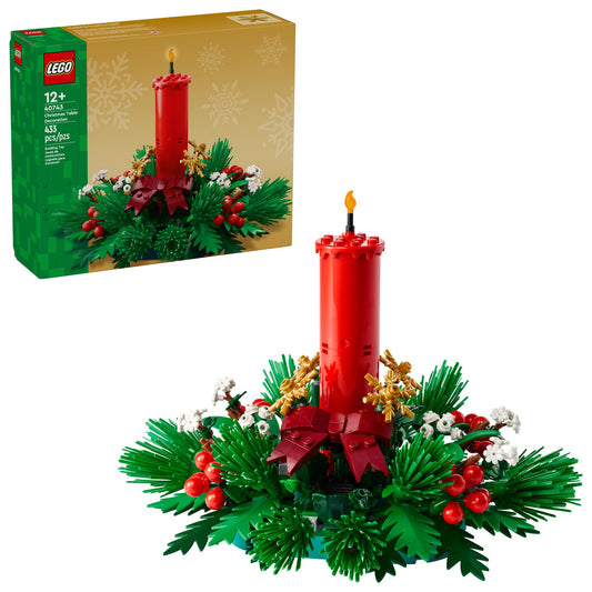 LEGO Christmas Table Decoration candle centerpiece for an elegant holiday table.