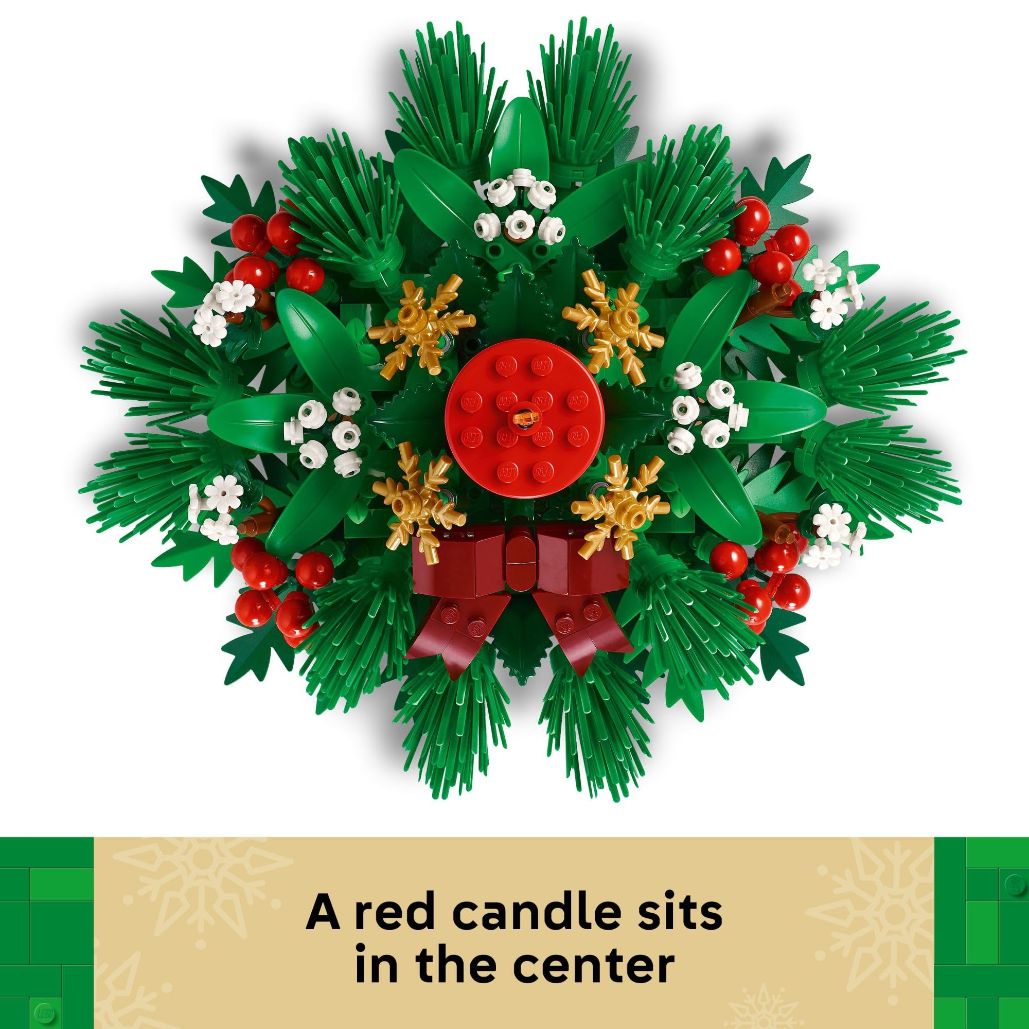 LEGO Christmas Table Decoration green foliage creates a lush festive look.