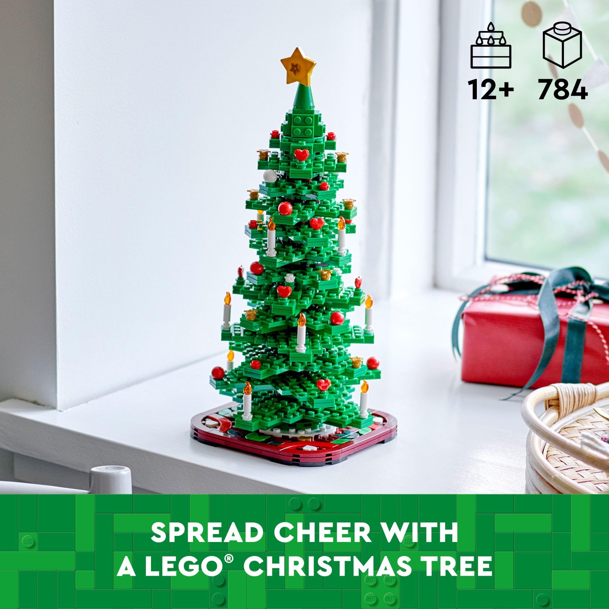 LEGO Christmas Tree mini models ideal for compact shelf display.