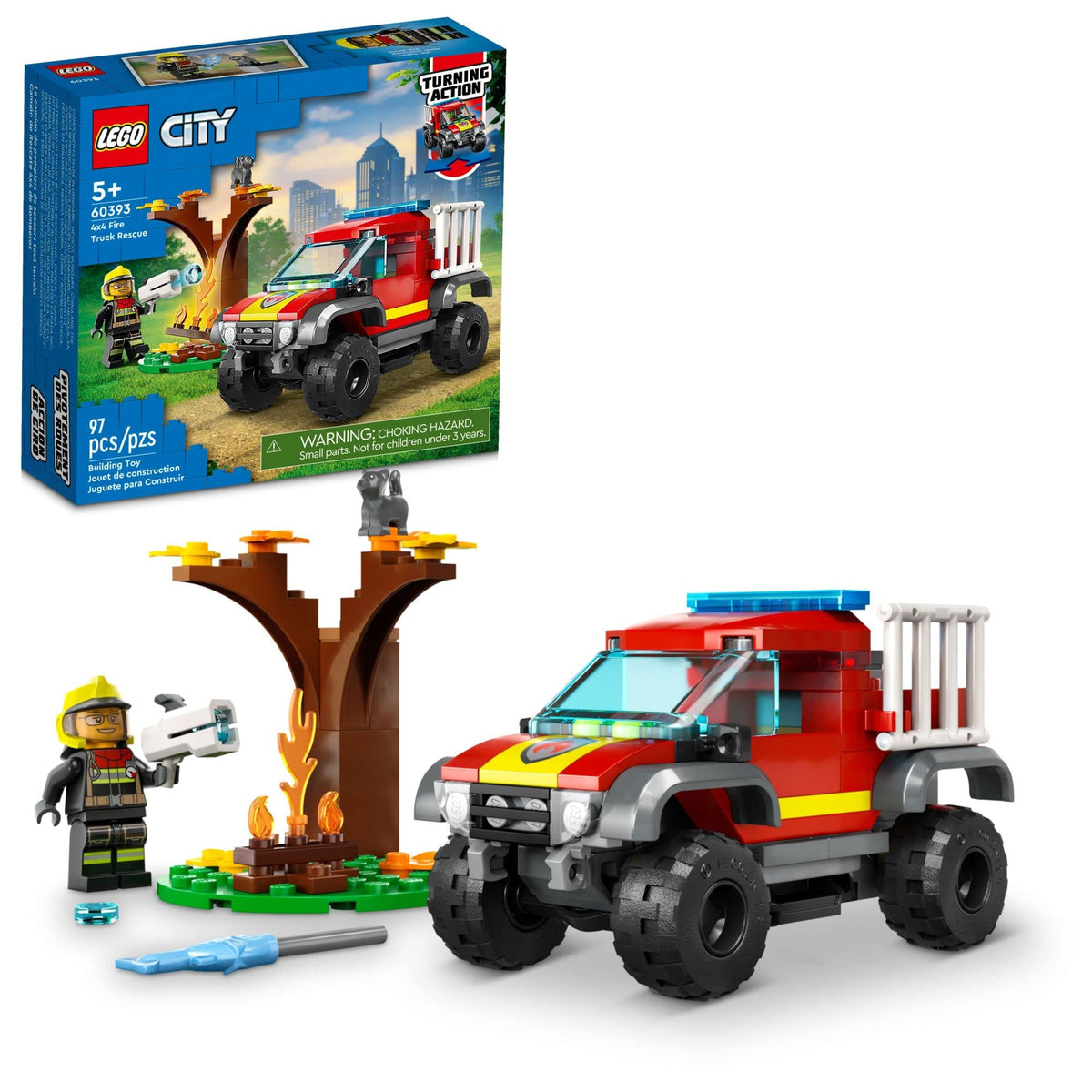 LEGO City 60393 fire engine front view for imaginative rescue play.
