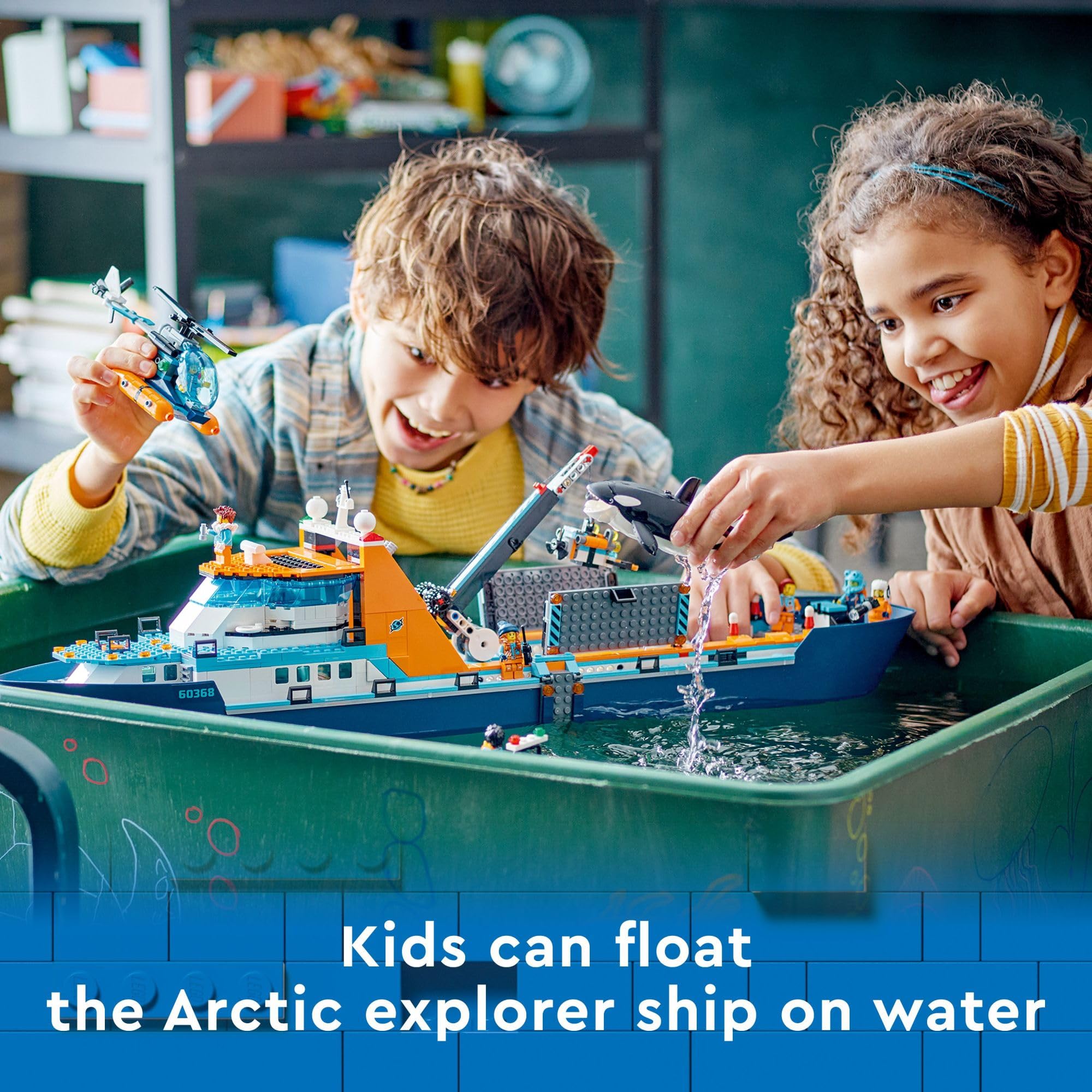 LEGO City Arctic Explorer Dinghy beside ship for rescue missions