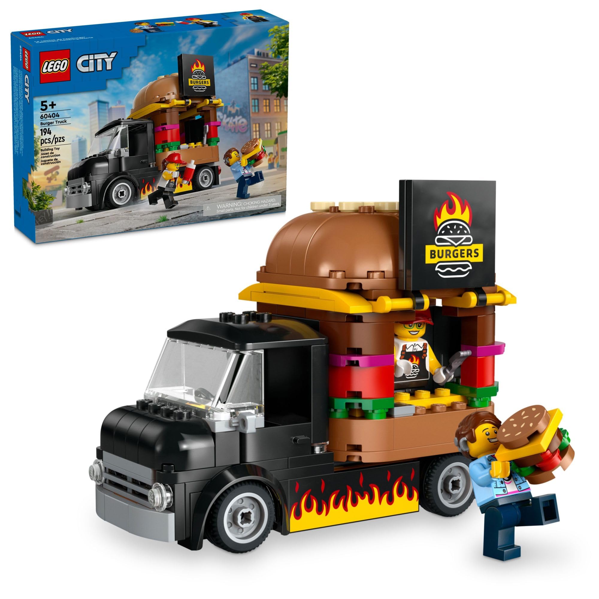 LEGO City Burger Truck toy with vendor minifigure sparks imaginative restaurant play