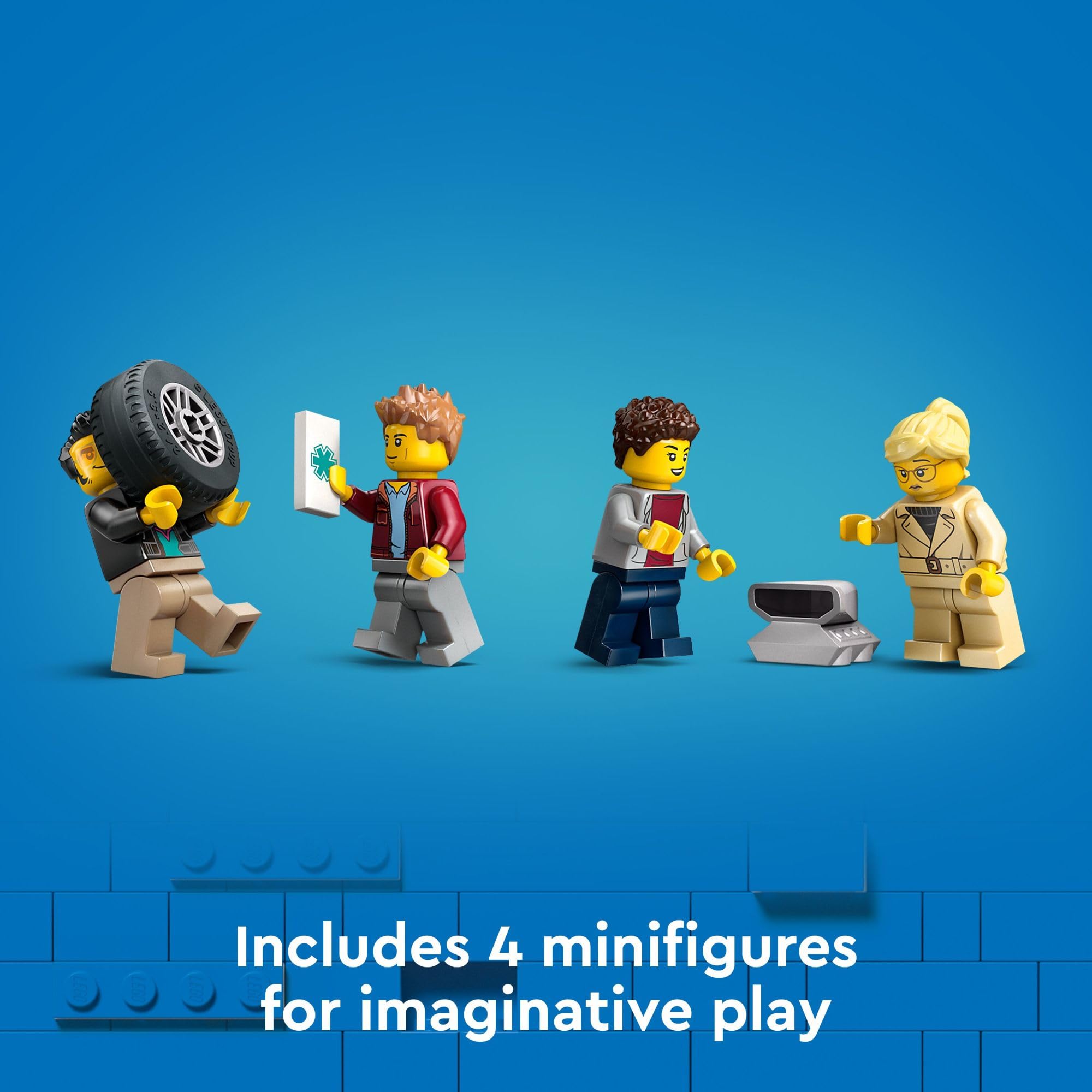 LEGO City Car Transporter Electric car expands modern vehicle storytelling.