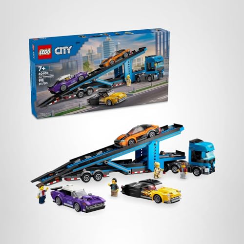 LEGO City Car Transporter with minifigures boosts creative adventures.