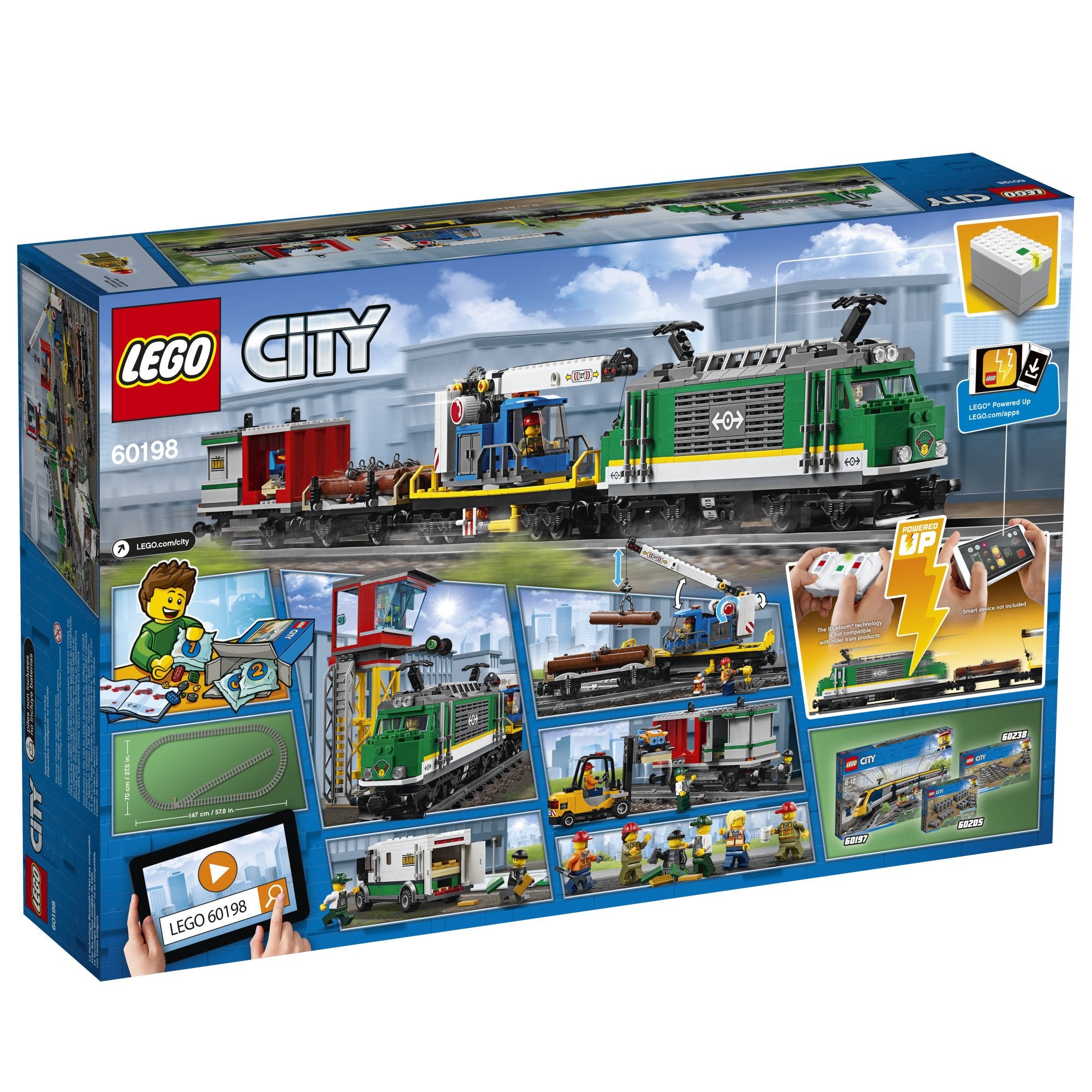 LEGO City Cargo Train rail track set with minifigures enables creative narratives