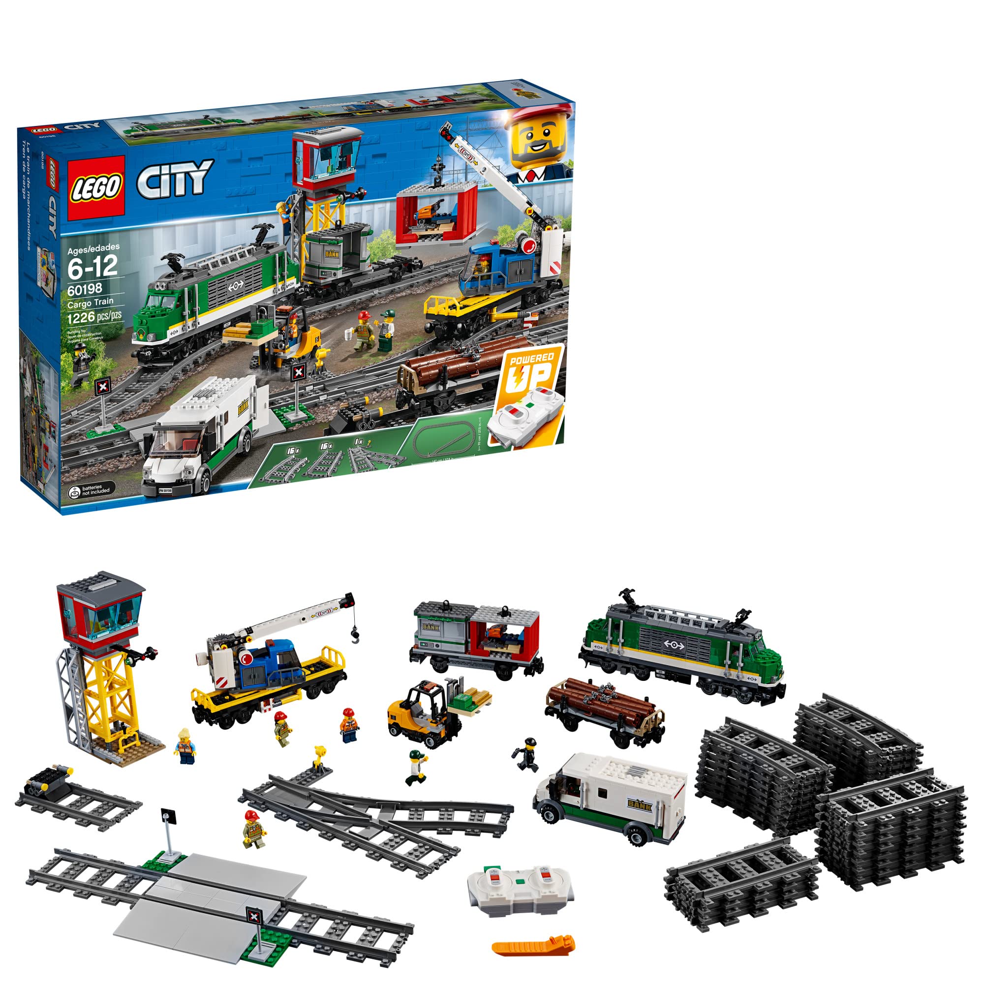 LEGO City Cargo Train remote control engine on track for imaginative play