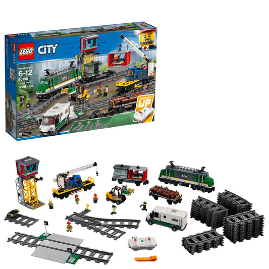 LEGO City Cargo Train remote control engine on track for imaginative play