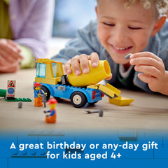 LEGO City Cement Mixer Truck 60325 starter brick helps young builders start.