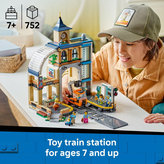LEGO City Central Train Station elevator in action between platforms
