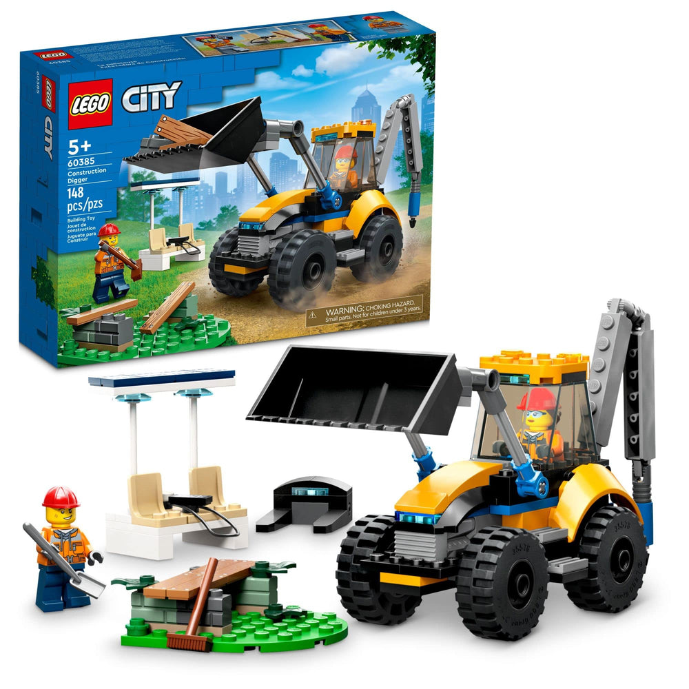 LEGO City Construction Digger front view, ideal for imaginative play.