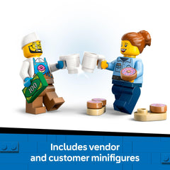 LEGO City Donut Truck sign and donuts boost classroom-like branding visuals.