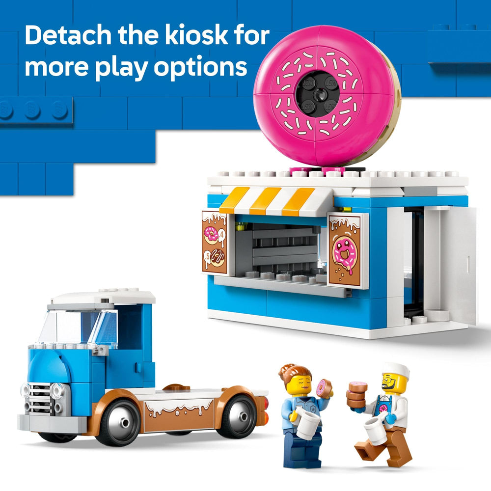 LEGO City Donut Truck prep area with coffee machine enhances realism during play.