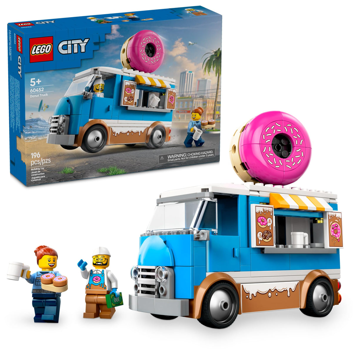 LEGO City Donut Truck toy vehicle for imaginative play and pretend storefronts.