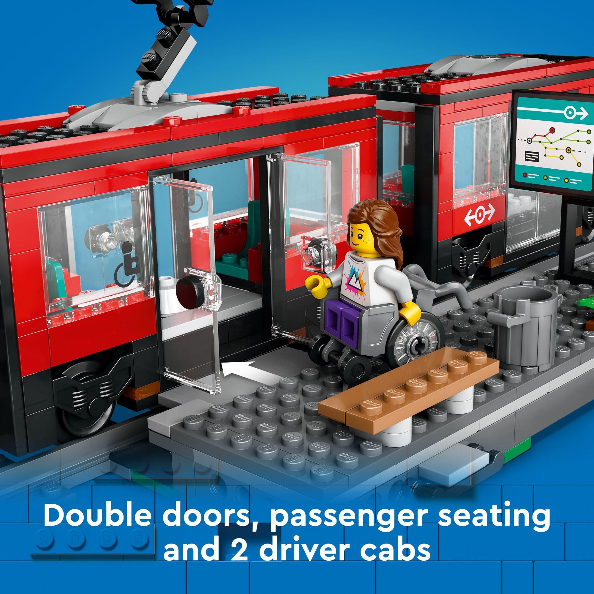 LEGO City Downtown Streetcar and Station driver’s cabs invite hands-on role-play journeys