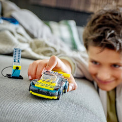 LEGO City Electric Sports Car includes racing driver minifigure for authentic races.