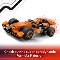 LEGO City F1 Driver minifigure in action pose for fast play
