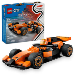 LEGO City F1 Driver with McLaren car side view for imaginative racing play