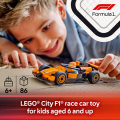 LEGO City F1 Driver with McLaren car top view for display and action
