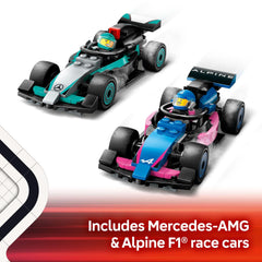 LEGO City F1 mechanic minifigures to staff the garage.
