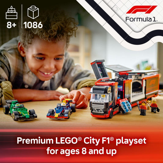 LEGO City F1 trailer with simulator room, ideal for immersive stories