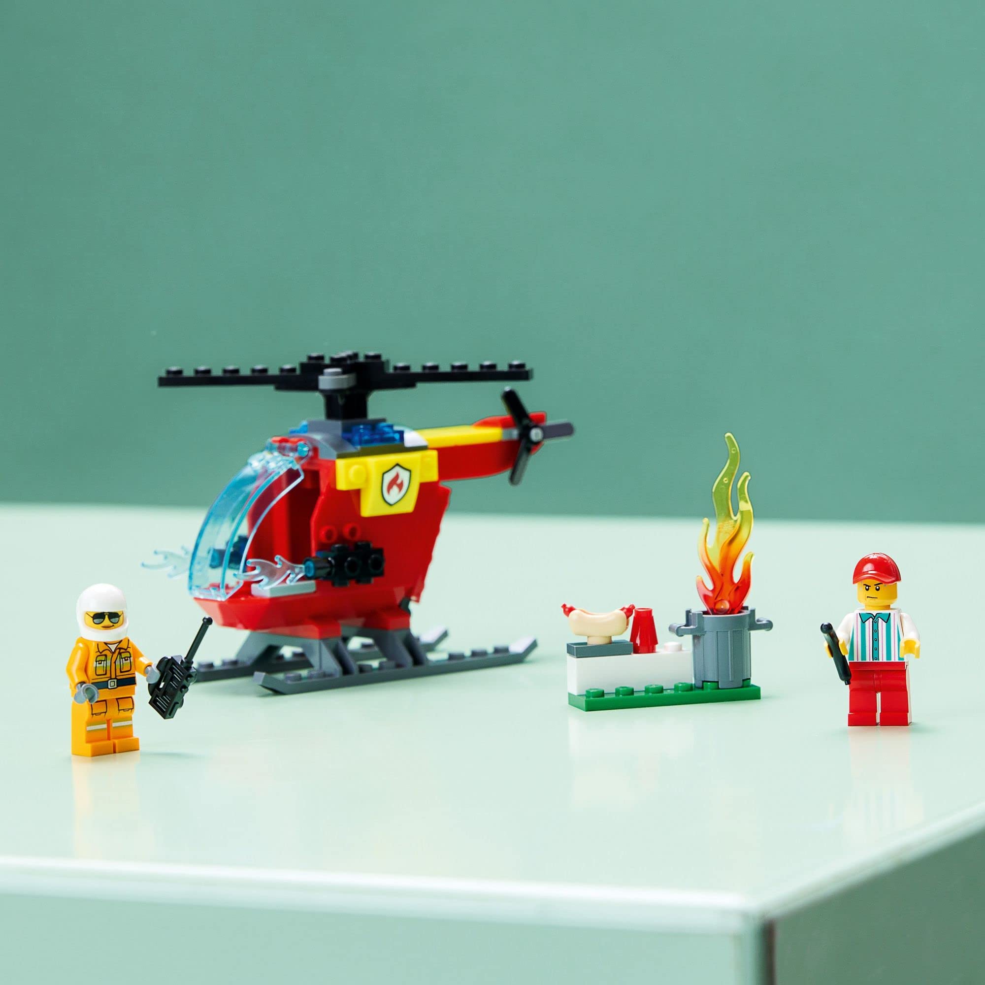 LEGO City Fire Helicopter features firefighter minifigure for brave missions