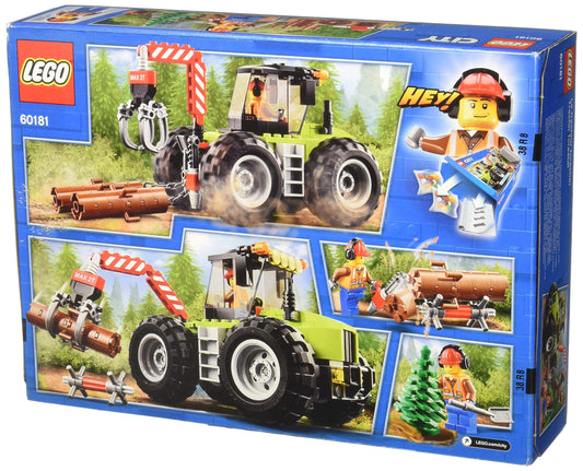 LEGO City Forest Tractor 60181 with massive wheels for rugged terrain play.