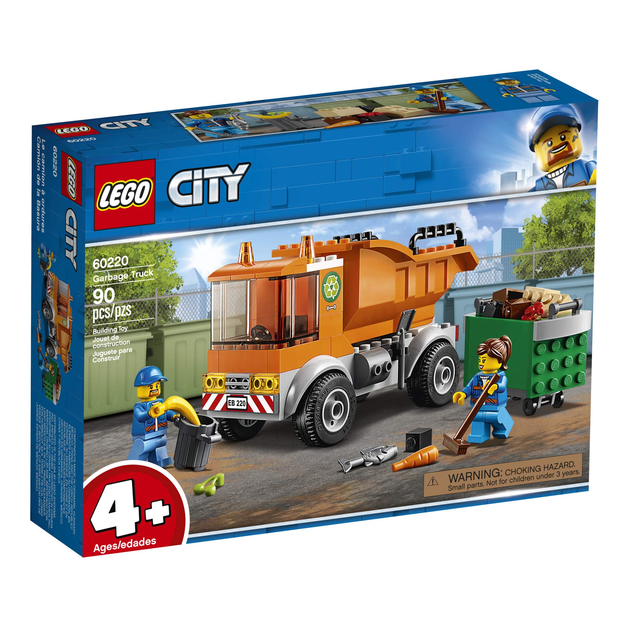 LEGO City Garbage Truck 60220 dumpster play element and waste bits.