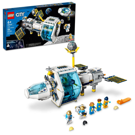 LEGO City Lunar Space Station docking capsule ready for space missions and docking play