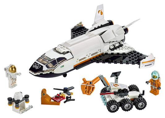 LEGO City Mars Rover with articulated grappling arm for geode retrieval play