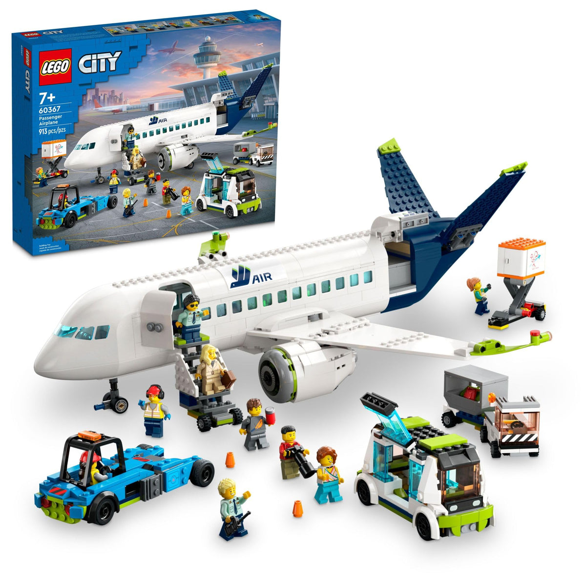LEGO City Passenger Airplane 60367 exterior view for immersive airport play