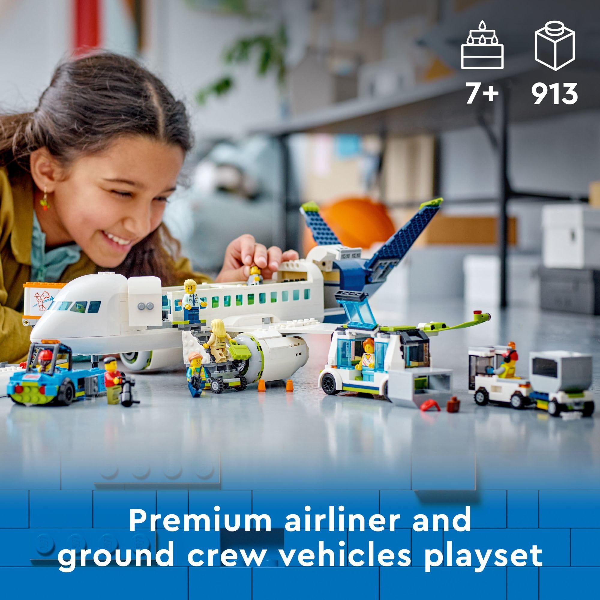 LEGO City Passenger Airplane cockpit close-up showcasing cockpit details
