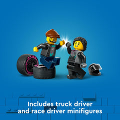 LEGO City race driver minifigure for authentic role-play.
