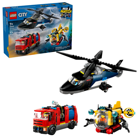 LEGO City Remix helicopter with spinning rotors for aerial action
