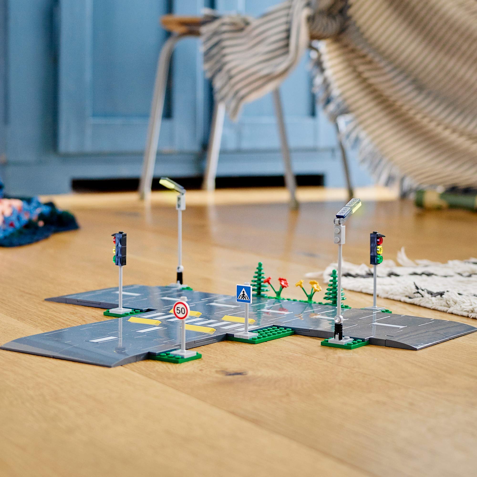 LEGO City Road Plates expandable layout lets kids connect with other sets.
