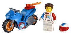 Rocket Racer minifigure rides the bike, sparking imaginative stunts.