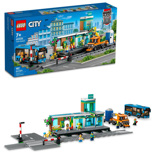 LEGO City Train Station 60335 bus—realistic vehicle for pretend travel adventures.