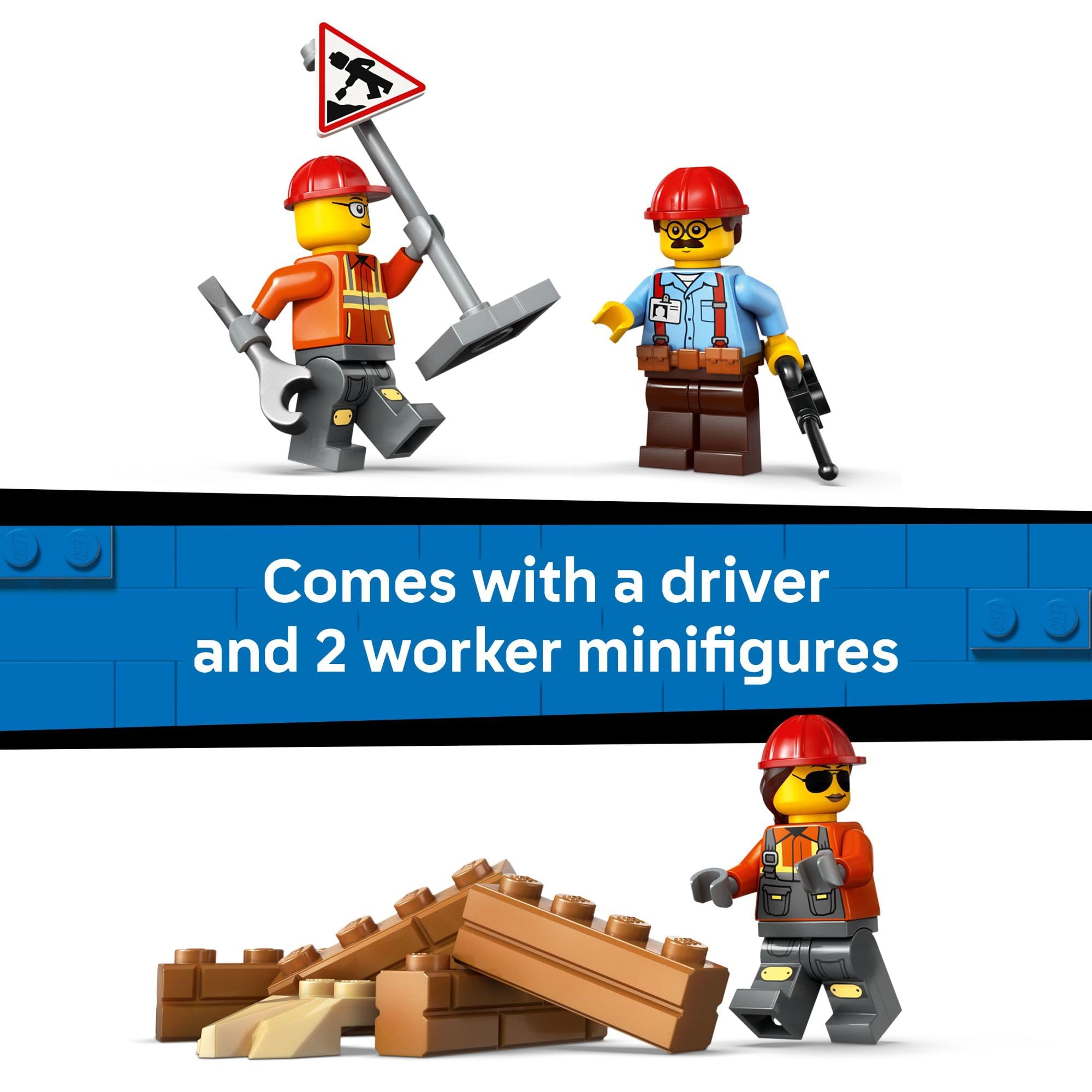 LEGO City Yellow Bulldozer job-site sign helps organize pretend work zones.