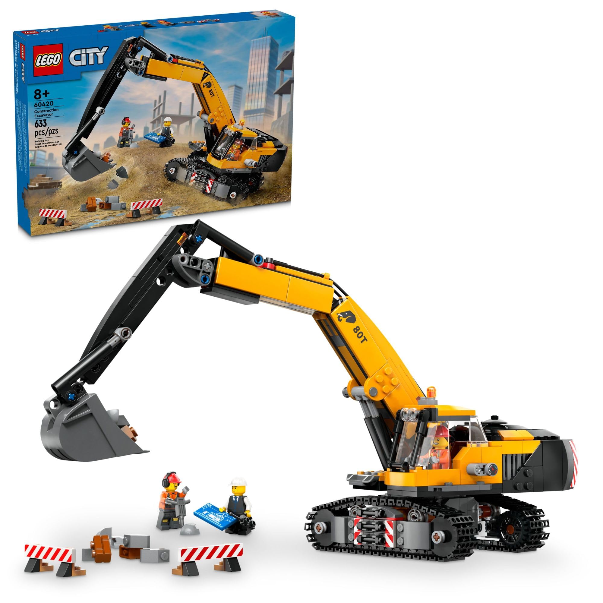 LEGO City yellow excavator with tracks for realistic pretend play