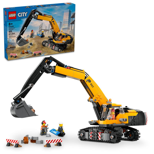 LEGO City yellow excavator with tracks for realistic pretend play