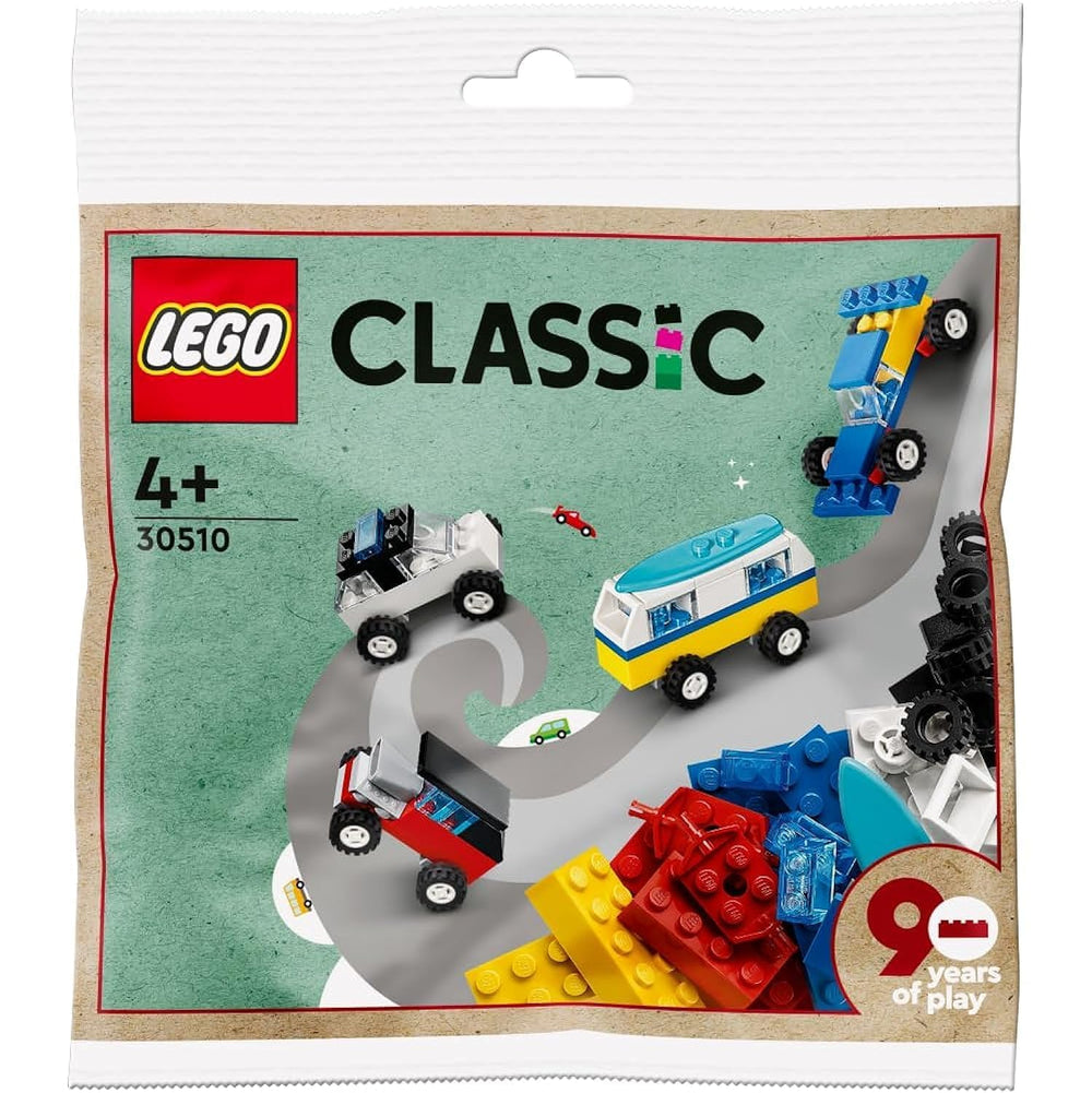 LEGO Classic 30510 polybag with four mini cars for quick, imaginative play.
