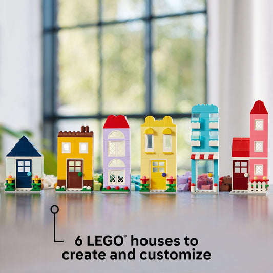 LEGO Classic Creative Houses build-a-house tower encourages creative stacking.