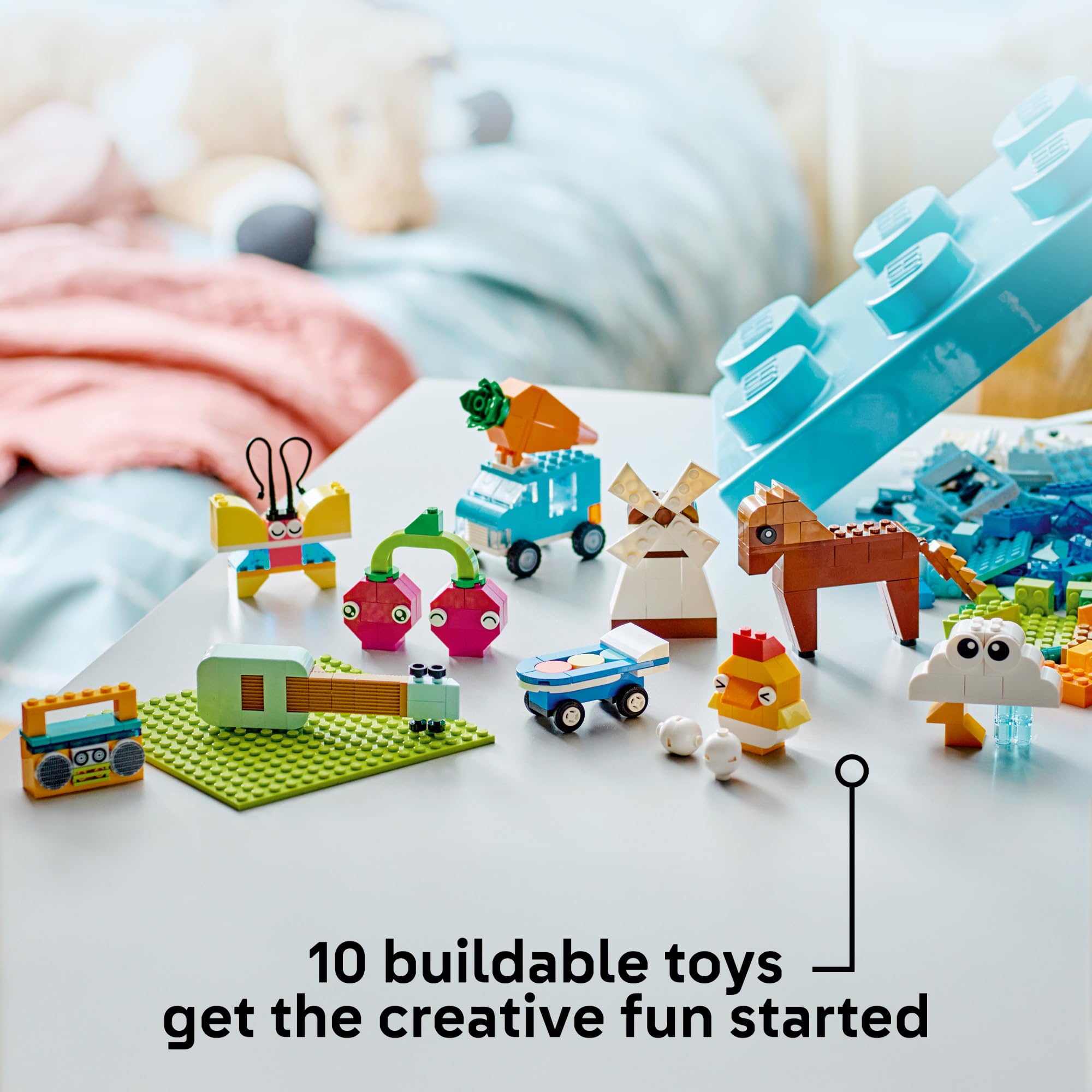 LEGO Classic boom box construction encourages rhythmic pretend play.