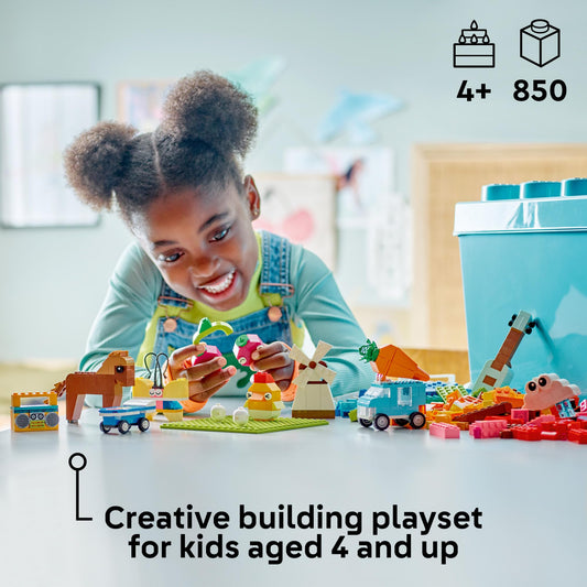 LEGO Classic carrot van build encourages early engineering and color exploration.