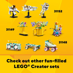 LEGO Creator 3-in-1 Retro models on shelf, display-worthy after play.